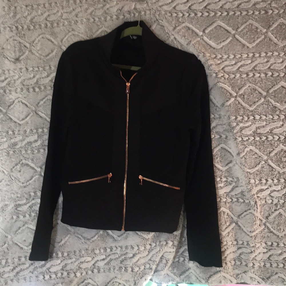 Runway Black Zip up Sweater with Rose Gold Zippers